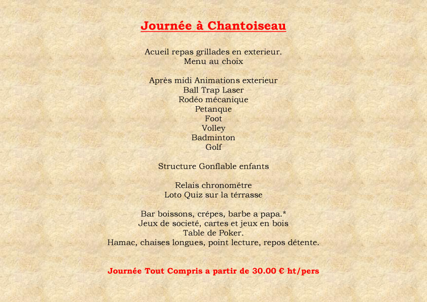 Menus Journe a Chantoiseau
