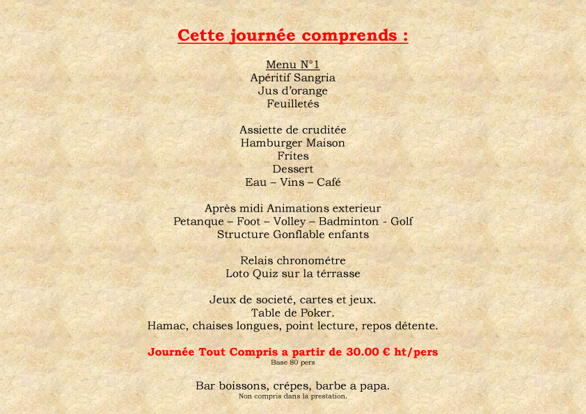 Menus Journe a